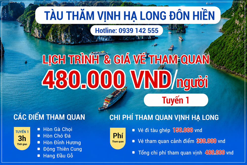 Giá vé tham quan tuyến 1 vịnh Hạ Long